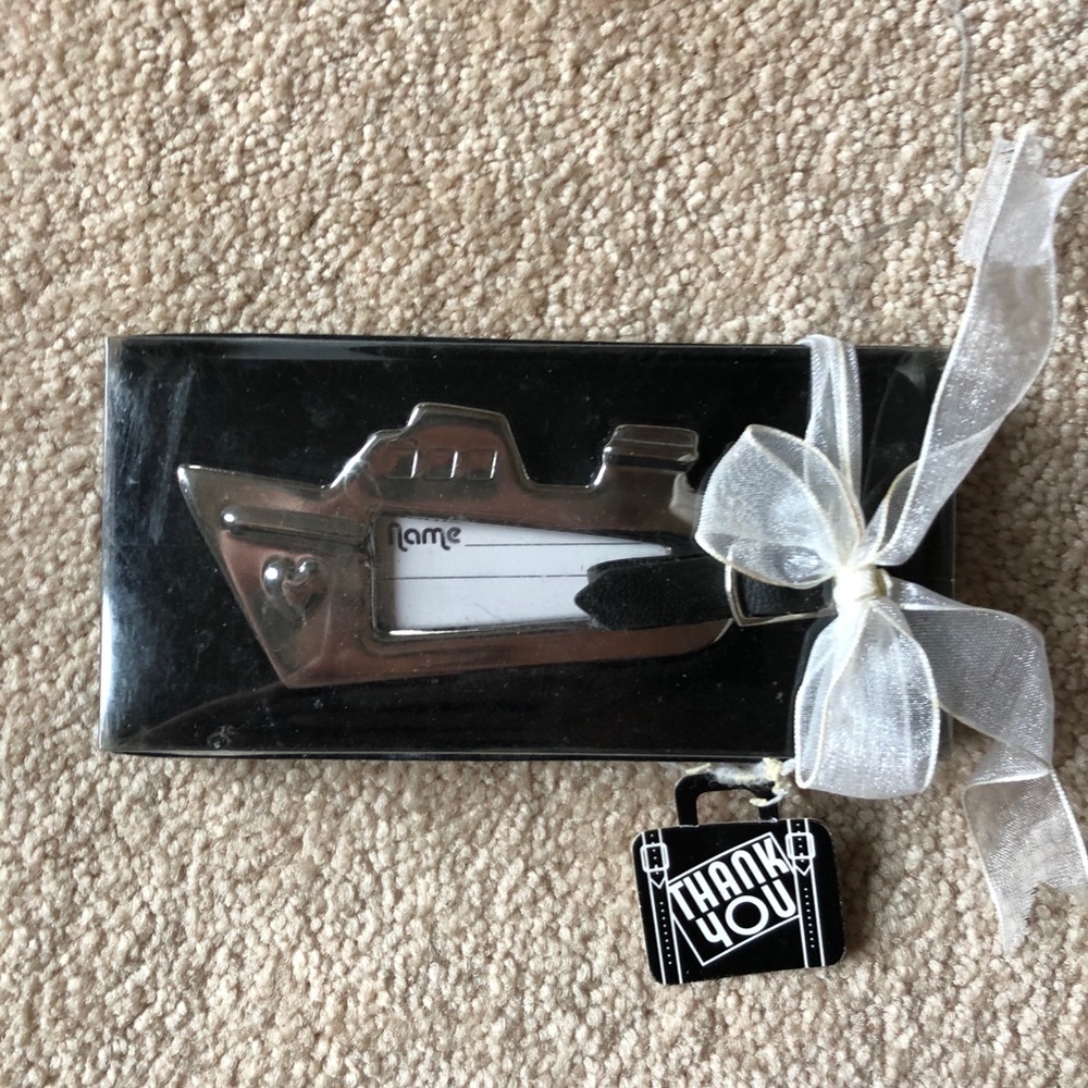 NIB Kate Aspen chrome boat luggage tag